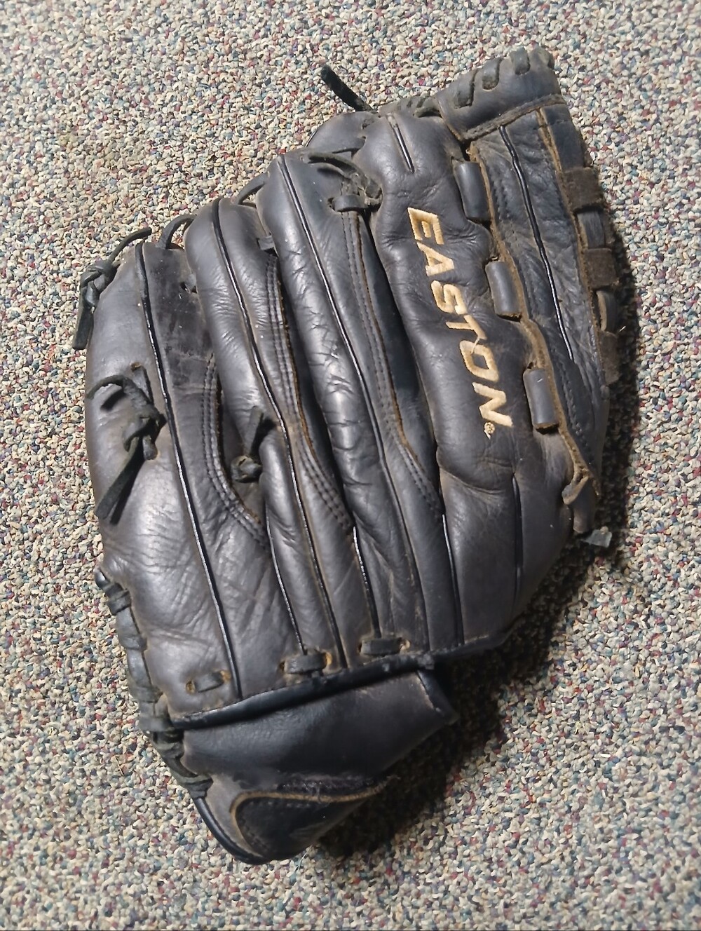 Easton Black Leather Men's Baseball Glove with Gold Logo